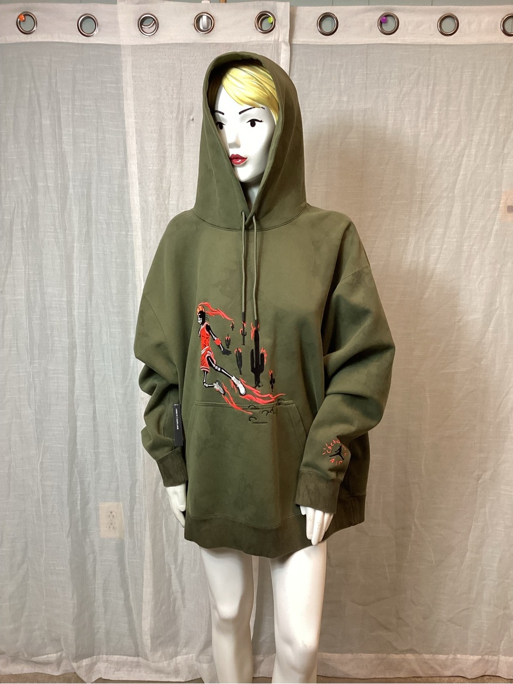{2} Cactus Jack by Travis Scott X Air Jordan: Suede Hoodie; Size: 2XL